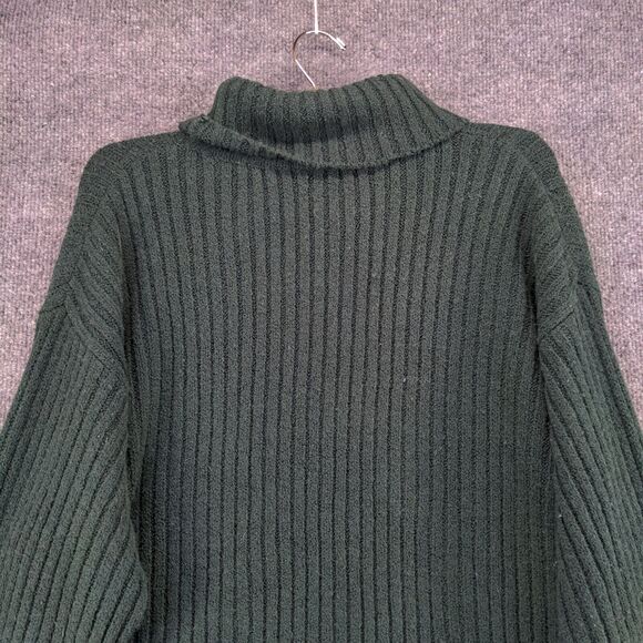 Express Tricot Turtleneck Sweater Womens Size L Green Ribbed Pullover - Picture 9 of 11
